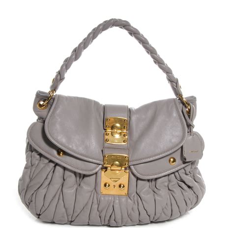 Miu Coffer matelassé nappa leather handbag 